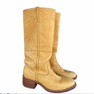 Frye Tall Campus Boot Leather Horse Stitch Chunky